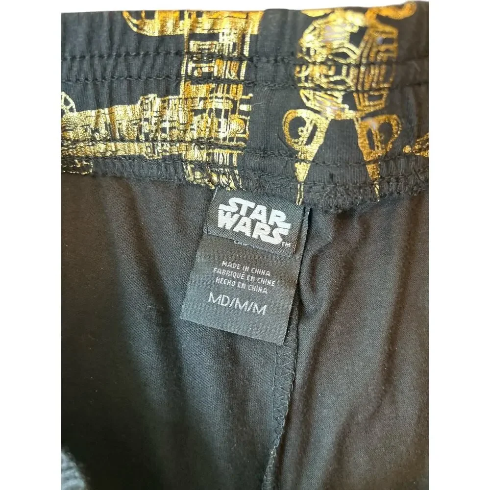 NWT Star Wars Gold / Bronze Spaceships Pattern Sleep Lounge Pajama Pants Size M - Picture 3 of 8